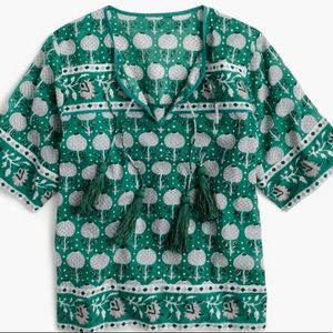 J.Crew and SZ block printed Leyla top - size M